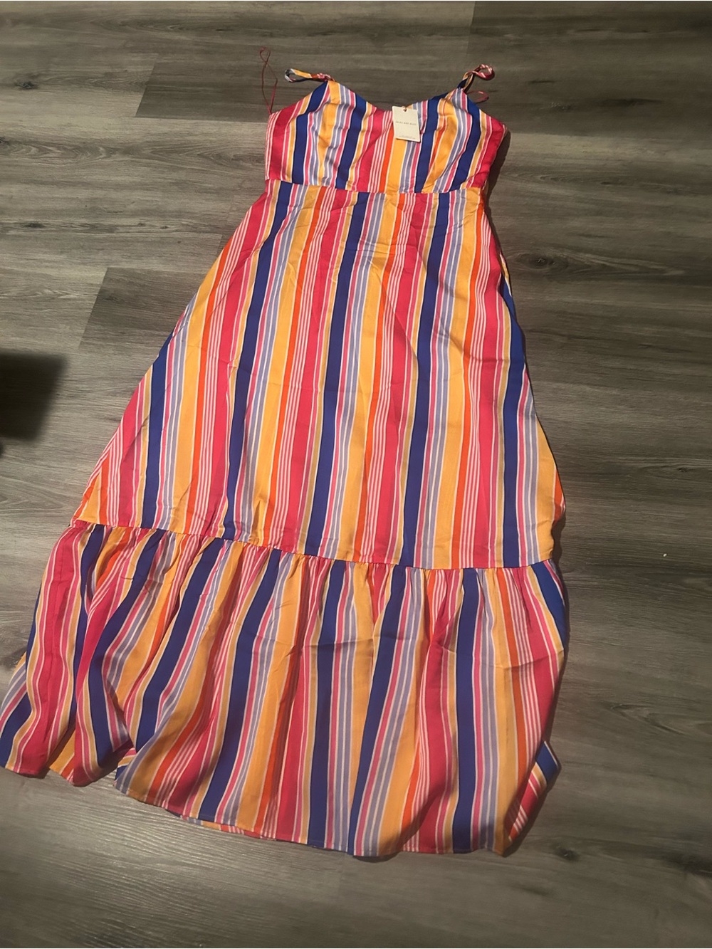Women’s Multicolor Stripe Sundress - Bright Pink, Orange & Blue